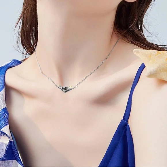 New 3D Mountain Range Eagle Artisan Southwestern Sterling Silver Forest Necklace - Picture 16 of 17